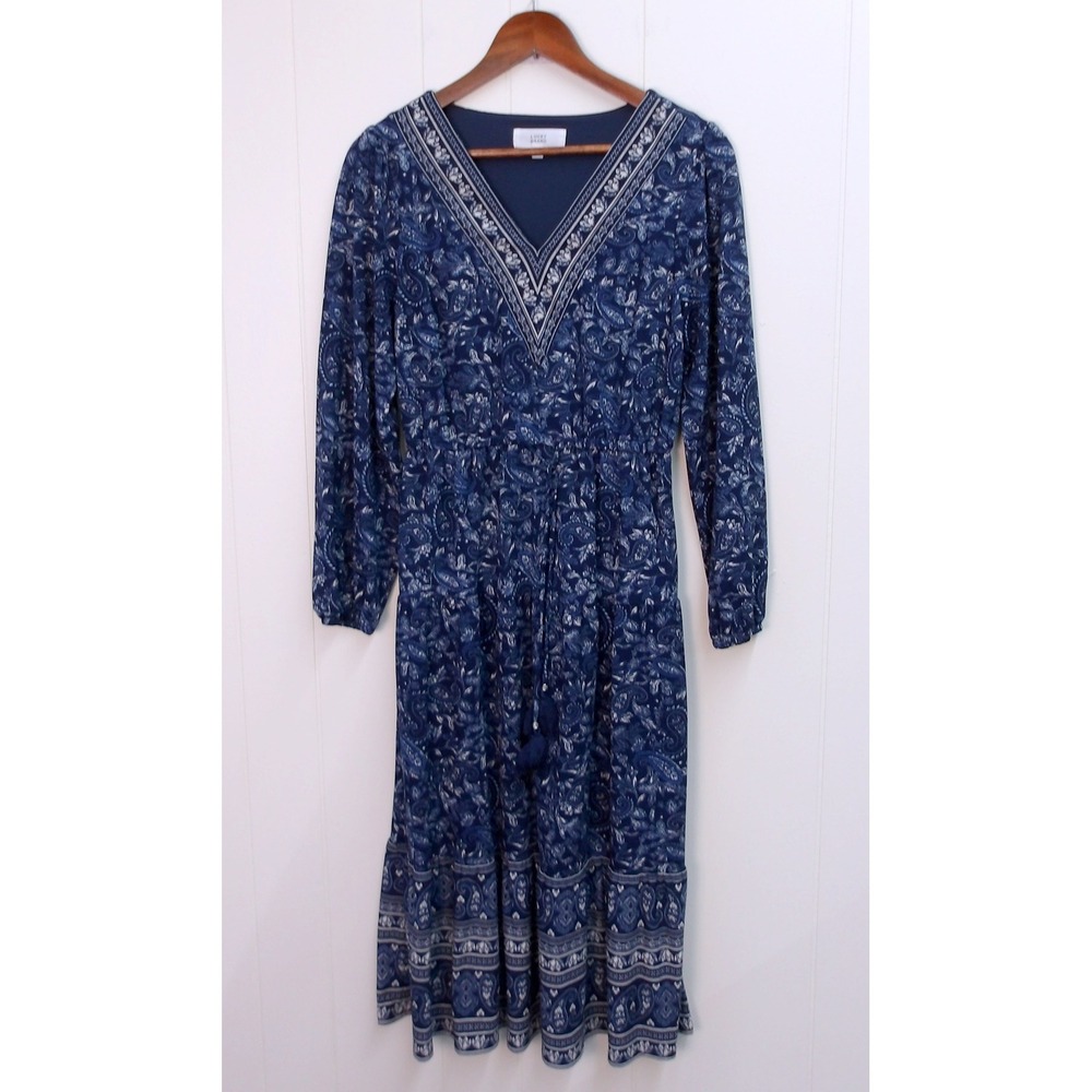 Lucky Brand Women's Long Sleeve Paisley Print Tiered Dress Boho Size‎ S /#9073